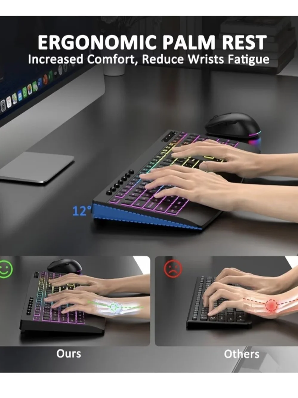 RGB Backlit Wireless Keyboard and Mouse Combo - Black